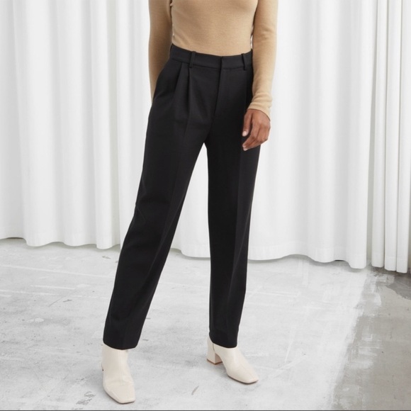 & OTHER STORIES Black Pleated Trousers - Picture 1 of 7